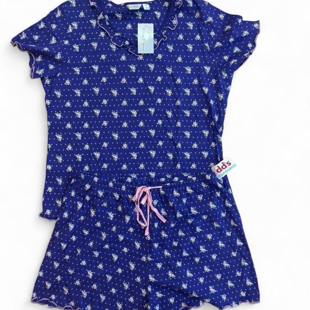 Source Unknown Blue Pajama Set with Pink Accents